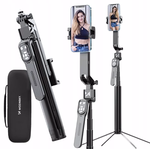 Wozinsky WST-360YS selfiju nūja ar statīva funkciju, 360° AI automātisku sejas izsekošanu un žestu vadību - melna