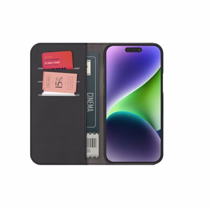 Puro Wallet noņemams magnētiskais 2in1 PU ādas viedtālruņa apvalks ar atloku un maku iPhone 15 Pro - melns