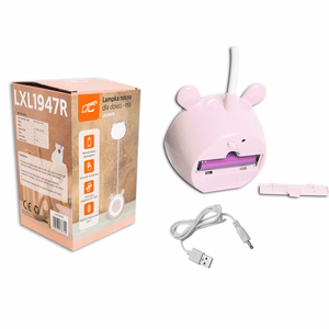 LED Teddy bear desk Lampa 3W, 3000/4500/6000K, adjustable, 1200mAh, rozā,  LTC