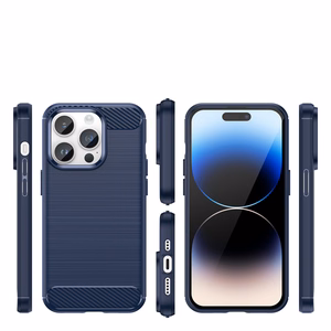 Karboniskais apvalks iPhone 14 Pro Max - gelas aizmugurējais pārklājums, zilas krāsas