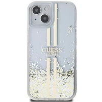 Guess Liquid Glitter Gold Stripes viedtālruņa apvalks iPhone 15 Plus / 14 Plus - caurspīdīgs