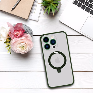 Tel Protect Magical magnētiskais MagSafe viedtālruņa apvalks ar statīvu Iphone 15 Pro, zaļš
