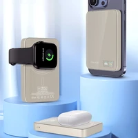 Blavec Portatīvais lādētājs 10000mAh BJ-04 Plāns 13,5mm - Type C - 22,5W magnētiskā Magsafe 3 in 1 (PBBJ04-MC10GD) zelta stikls