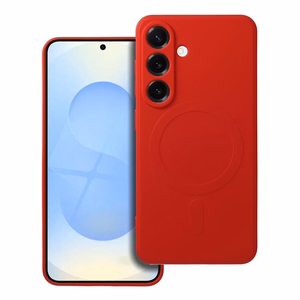 Viedtālruņa apvalks no silikona ar MagSafe, piemērots SAMSUNG S25, sarkanā krāsā