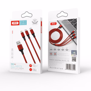 XO kabelis NB173 3in1 USB - Lightning + USB-C + microUSB 1,2 m 2,4A melns
