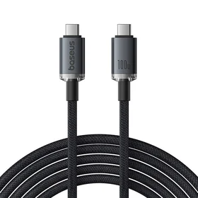 Ātrās uzlādes kabelis Baseus Crystal Shine USB-C uz USB-C 100W, 1,5m, 20Gb (melns)