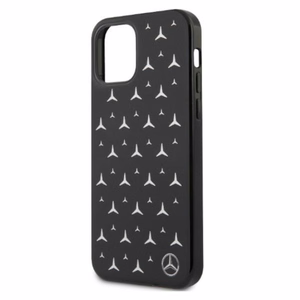 Mercedes Sudraba zvaigžņu raksta viedtālruņa apvalks iPhone 12 Pro Max - melns