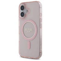 Guess GUHMP16SHFGEREP iPhone 16 6.1" rozā/rozā cietais apvalks IML Glitter Circle Magnētiskais