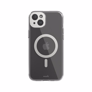 Moshi iGlaze MagSafe vāciņš ierīcei iPhone 15 Plus, caurspīdīgs ar “Luna Silver” krāsas detaļām