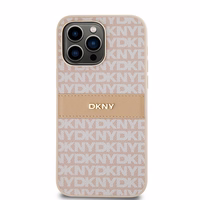 DKNY Ādas mono svītra un metāla logotips viedtālruņa apvalks iPhone 14 Pro Max - rozā