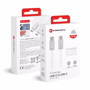Forcell F-Energy QC4.0 PD 5A 240W Cafule Color USB-C to USB-C Cable 2m CBN1 white