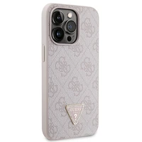 Guess GUHCP13LP4TDSCPP apvalks iPhone 13 Pro / 13 - rozā krustenisks 4G metāla logotips