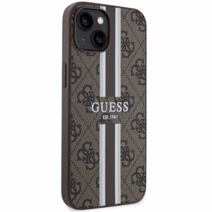 Guess GUHMP14SP4RPSW iPhone 14 6.1" brūns/brūns cietais apvalks 4G Printed Stripes MagSafe