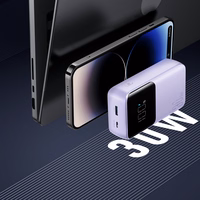 Joyroom JR-PBC06 mini portatīvais lādētājs ar iebūvētiem USB-C / Lightning kabeļiem 30W 10000mAh - violeta