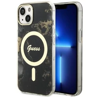 Guess GUHMP14MHTMRSK iPhone 14 Plus 6.7" Viedtālruņa apvalks melns/melns zelta marmora Magnētiskais