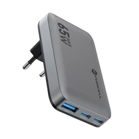 FORCELL F-ENERGY GaN III VT-47 īpaši plāns ceļojumu lādētājs 2 x Type C + USB A PD QC4.0 4A 65W pelēks