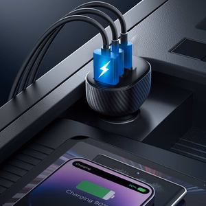 Joyroom JR-CCD04 30W 2x USB-C USB-A automašīnas lādētājs ar ekrānu - melns