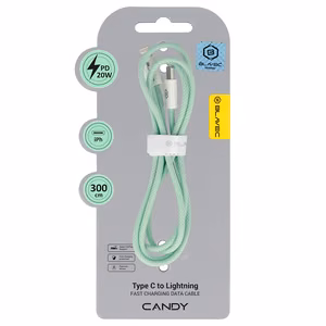 Blavec Cable Candy braided - Type C to Lightning - PD 20W 2,4A 3 metres Apple CarPlay (CCA-CL24GN30) green