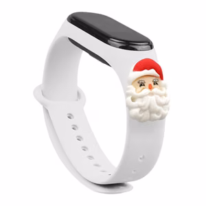 Siksna Xmas Xiaomi Mi Band 3 / 4 Ziemassvētku silikona siksna aproce ar Ziemassvētku vecīti - balta