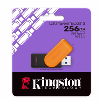 Kingston pendrive 256GB Portable USB 3.2 Gen 1 DataTraveler Exodia S (melns/oranžs)