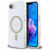 Guess IML Glitter Circle magnētiskais viedtālruņa apvalks iPhone 16e - caurspīdīgs