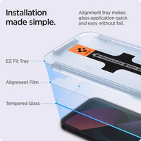 Spigen Glas.tR EZ Fit rūdīts stikls iPhone 13 / 13 Pro / 14 / 16e – 2 gab.