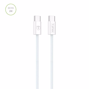 T-PHOX KABELIS CC15 SĒRIJAS USB-C/USB-C 60W 3A 2M BALTS