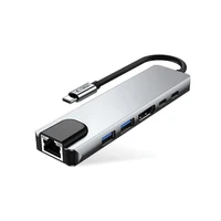 Tech-Protect HB02 HUB adapteris 6in1 USB-C + USB2.0 + USB3.0 + HDMI 4K 30Hz + RJ45 + PD100W - pelēks
