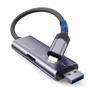 Tech-Protect UltraBoost SD/micro SD karšu lasītājs ar Lightning / USB-A savienotāju - pelēks