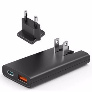 Choetech PD6011 PD65W GaN slim USB-A+C mini lādētājs (melns)