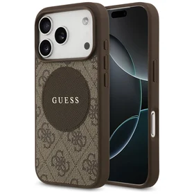 Guess 4G Circle Classic Logo Magnētiskais viedtālruņa apvalks iPhone 17 Pro - brūna