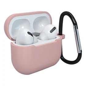 Apvalks AirPods 3 silikona mīksts apvalks austiņām + karabīne piekariņš rozā (apvalks D)