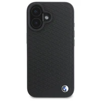 BMW zīmes ādas dimanta metāla logotips magnētiskais iPhone 16 viedtālruņa apvalks - melns