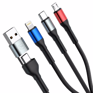 3mk Hyper Cable N-SERIES 6 in 1 USB-C / USB-A uz USB-C / Lightning / Micro 1.2m QC 3.0 9V / 2A 18W - melns