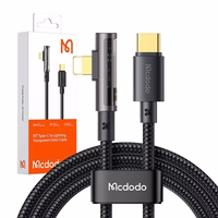 McDodo CA-3390 36W 1,2 m USB-C uz Lightning leņķa kabelis (melns)