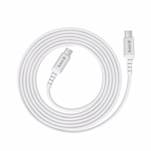 Crong Armor Link USB-C–USB-C kabelis, 0,25 m, 60 W PD, 3 A, balts