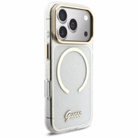 Guess IML Glitters Script Siksniņa MagSafe Maciņš for iPhone 17 Pro - Clear