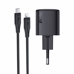 Acefast A118 30W GaN USB-C tīkla lādētājs ar 1.2m USB-C uz Lightning kabeli - melns