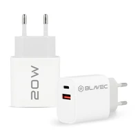 Blavec sienas lādētājs BC-2 - USB + Type C - QC 3.0 PD 20W ar Type C uz Type C kabeli (TCBC2-UCW20+CC) balts