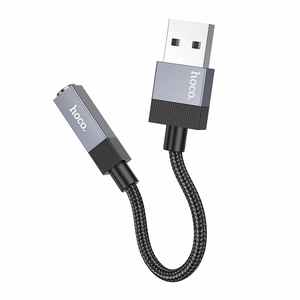 Adapteris AUX USB A (tēviņš) uz Jack 3,5 mm (mātīte) Hoco UPA32D melns