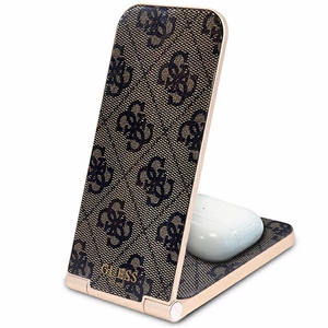 Guess 4G Pattern MagSafe складное 2 в 1 15W индуктивное зарядное устройство - коричневый