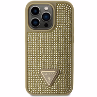 Guess GUHCP14LHDGTPD iPhone 14 Pro 6.1" zelts zelts Kietais vāciņš Rhinestone Triangle