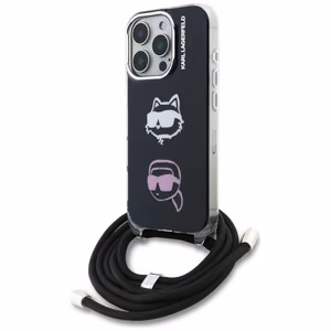 Karl Lagerfeld IML Crossbody Karl & Choupette Head Case for iPhone 16 Pro Black