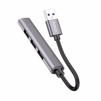 USB koncentrators Hoco HB26 4-in-1 adapteris USB-A uz 1xUSB3.0 + 3xUSB2.0, pelēks