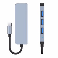 HUB Tech-Protect V1 4in1 USB-C - 3x USB-A 2.0 / USB-A 3.0 - pelēks