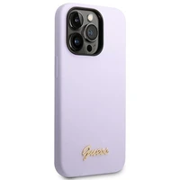 Guess GUHCP14XSLSMU iPhone 14 Pro Max 6.7" violets cietais silikona viedtālruņa apvalks Vintage Gold Logo