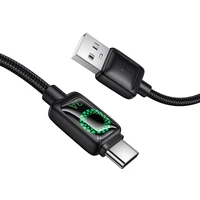 Kabelis ar LCD USB A uz USB C Hoco 3A 1,2 m U146 melns