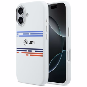 BMW M Silicon Horizontal Line MagSafe macins priekš iPhone 17 - Balts