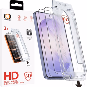 Tel Protect Dust-Free Easy Fit Full Glue 6D rūdīts stikls priekš Samsung Galaxy S26 Ultra melns (ar pirksta nospieduma atbloķēšanu) - 2 gab.