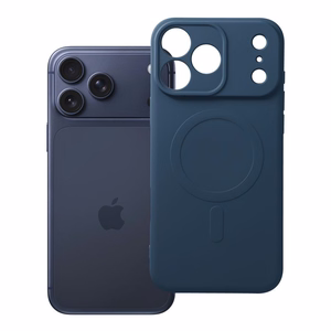 Silikona Mag Cover maciņš modelim iPhone 17 Pro Max / 18 Pro Max, saderīgs ar MagSafe ar kameras aizsardzību – tumši zils